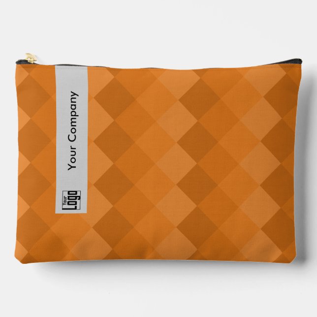 Promotional Diamond Pattern Gray Black Orange  Accessory Pouch (Front)