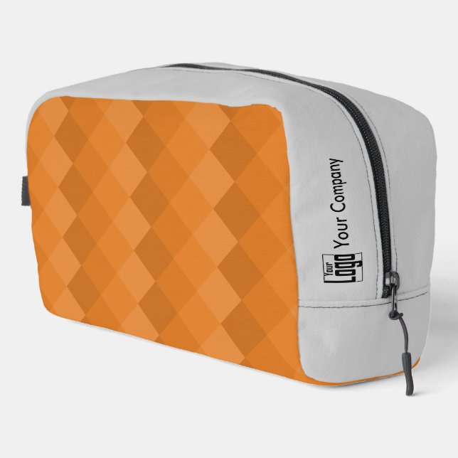 Promotional Diamond Pattern Gray Orange  Dopp Kit (Right Corner)