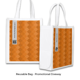 Promotional Diamond Pattern Gray Orange Grocery Bag
