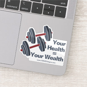 Promotional Dumbbell Your Health = Your Wealth Sticker