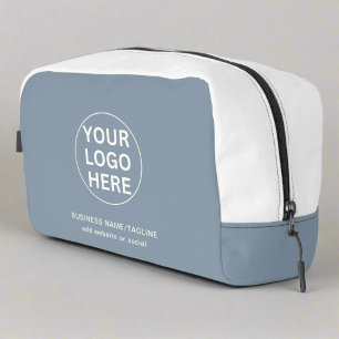 Promotional Dusty Blue Business Logo & Text Dopp Kit