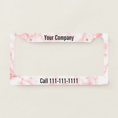 Promotional Faux Pink Marble Create Your Own License Plate Frame