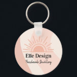Promotional Feminine Blush Pink Custom Boho Logo Keychain<br><div class="desc">Are you looking for promotional items for your own hand-made, women-owned small business? Check out this Promotional Feminine Blush Pink Custom Boho Logo Keychain designed by The Small Business Shop. You can personalize this keychain with your name and company info. The keychain now has a blush pink and cream color...</div>