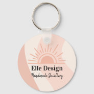 Promotional Feminine Blush Pink Custom Boho Logo Keychain at Zazzle