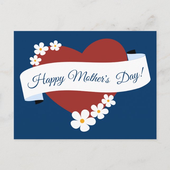 Promotional Flower Frame Red Heart Mother's Day Holiday Postcard (Front)