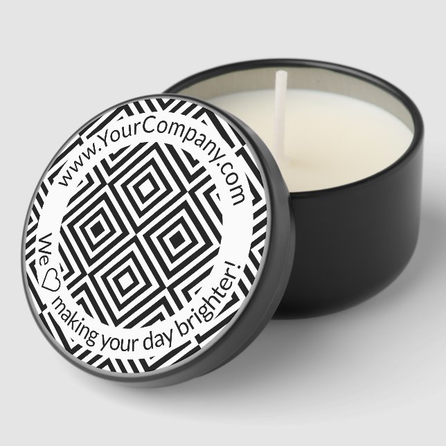 Promotional Giveaway Black White Mini Candle Favors (Corner)