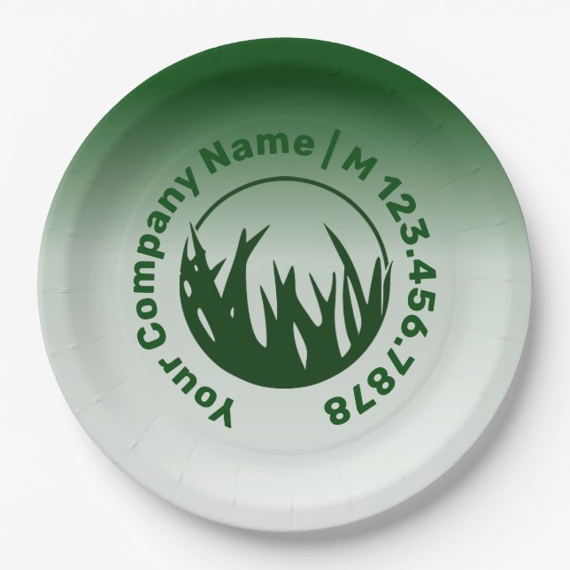 Promotional Green Lawn Care Service Paper Plates (Front)