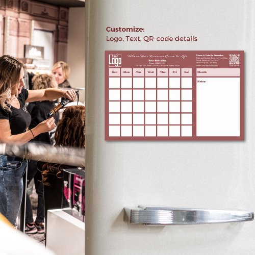 Promotional Hair Salon Event Monthly Planner Magnetic Dry Erase Sheet