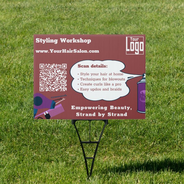 Promotional Hair Salon Styling Workshop Yard Sign (Insitu)