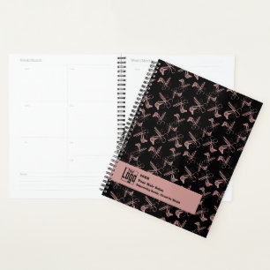 Promotional Hairdresser Tools Pattern Black Pink Planner
