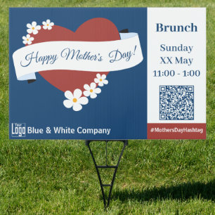 Promotional Happy Mother's Day Blue White Event Sign