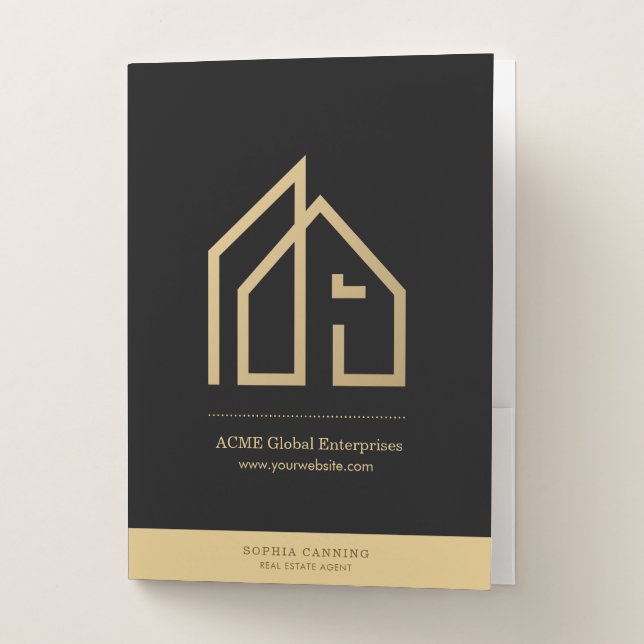 Promotional Item Modern Real Estate Custom Logo Pocket Folder (Front)