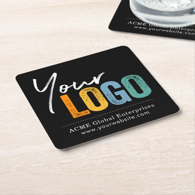 Promotional Items No Minimum Add Your Logo Square Paper Coaster (Angled)