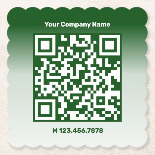 Promotional Lawn Care Service Green Custom QR Code Paper Coaster
