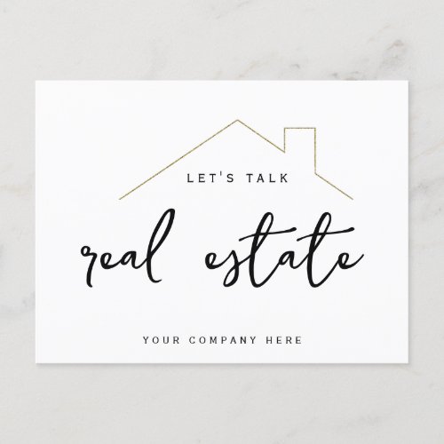 Promotional Lets Talk Real Estate Gold House Postcard