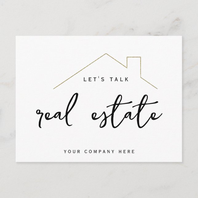 Promotional Let's Talk Real Estate Gold House Postcard (Front)