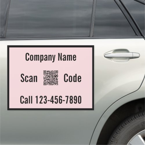 Promotional Light Pink and Black Scan QR Code Car Magnet