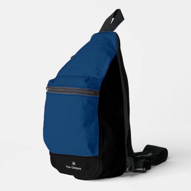 Promotional Logo Company Name Blue Black Sling Bag (Right Corner)