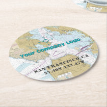 Promotional Logo Latitude Longitude CALIFORNIA Round Paper Coaster