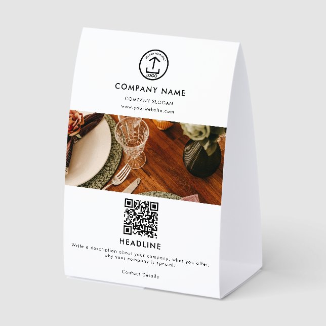 Promotional Marketing Business Logo QR Code Photo Paper Table Tent (Front)
