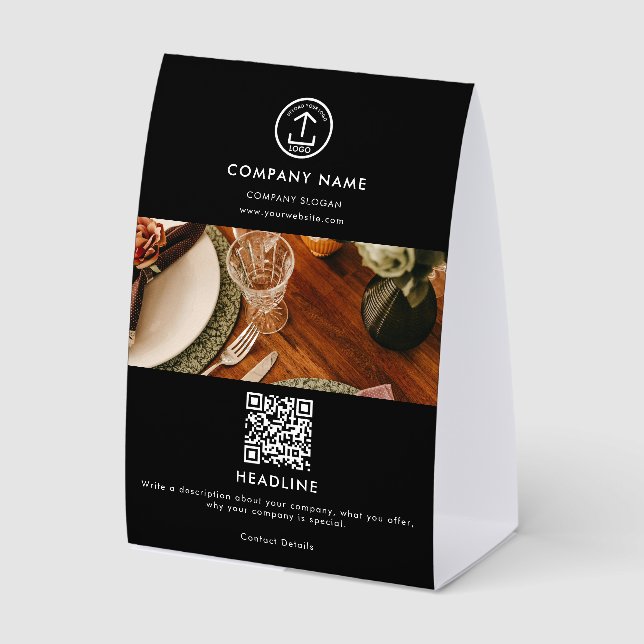 Promotional Marketing Business Logo QR Code Photo Paper Table Tent (Front)