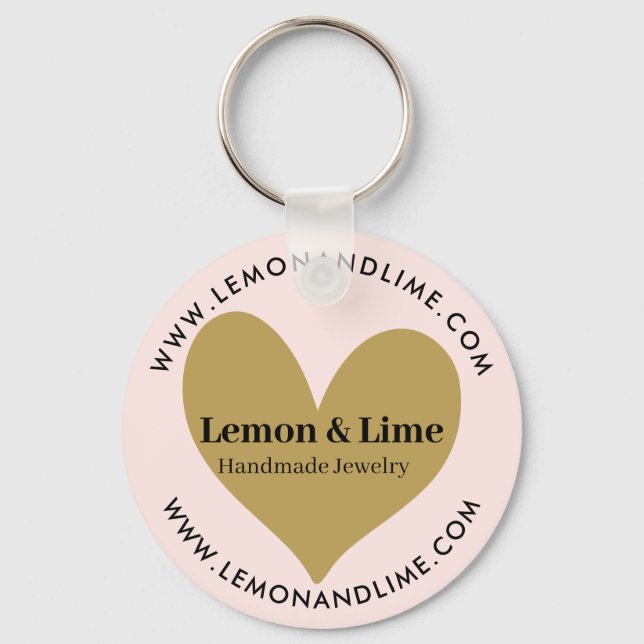 Promotional Modern Minimalist Pink Gold Heart Keychain (Front)