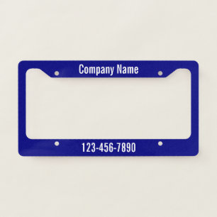 Promotional Navy Blue White Company Name Phone No. License Plate Frame