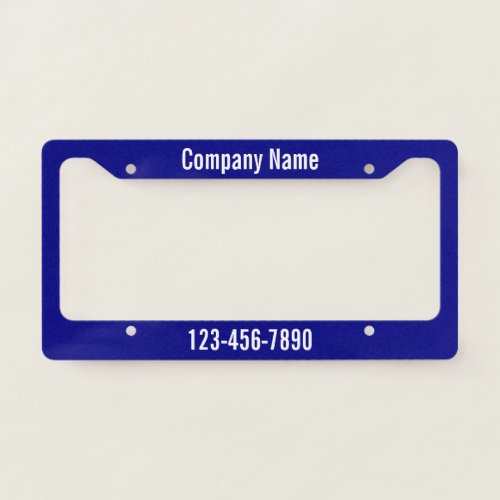 Promotional Navy Blue White Company Name Phone No License Plate Frame