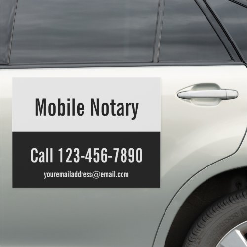 Promotional Pale Gray and Black Mobile Notary Car Magnet
