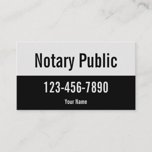 Promotional Pale Gray and Black Notary Public Business Card