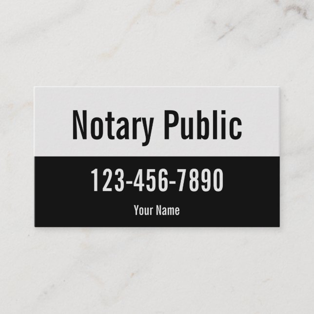 Promotional Pale Gray and Black Notary Public Business Card (Front)