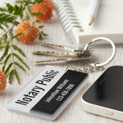 Promotional Pale Gray and Black Notary Public Keychain