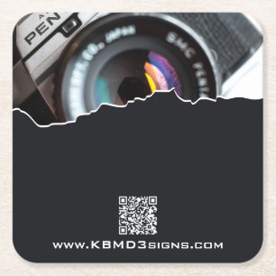 Promotional Photographer Black Square Paper Coas Square Paper Coaster