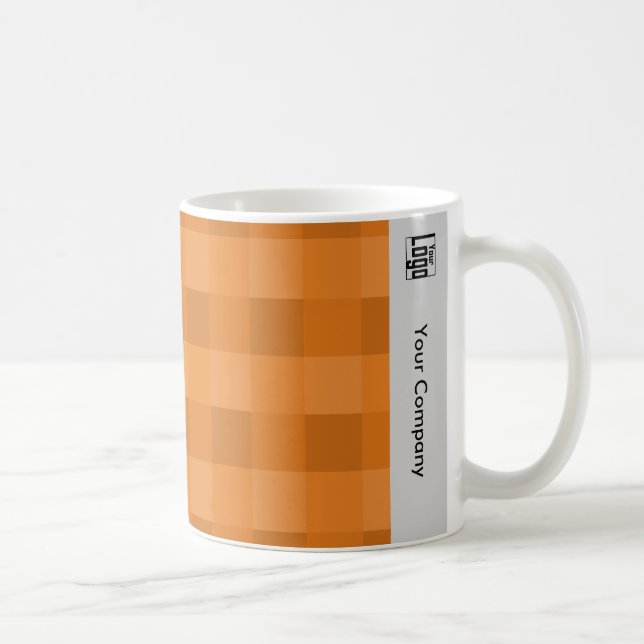 Promotional Pixel Pattern Gray Black Orange  Coffee Mug (Right)