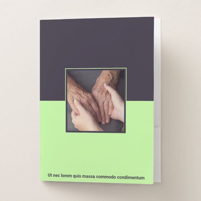 Promotional Purple & Green Nurse Elderly Care Pocket Folder (Front)