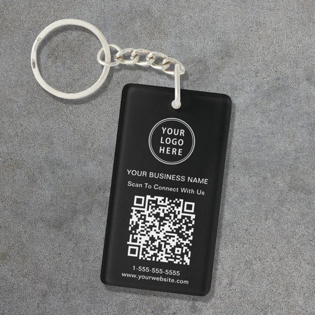Promotional QR Code Black Keychain | Zazzle