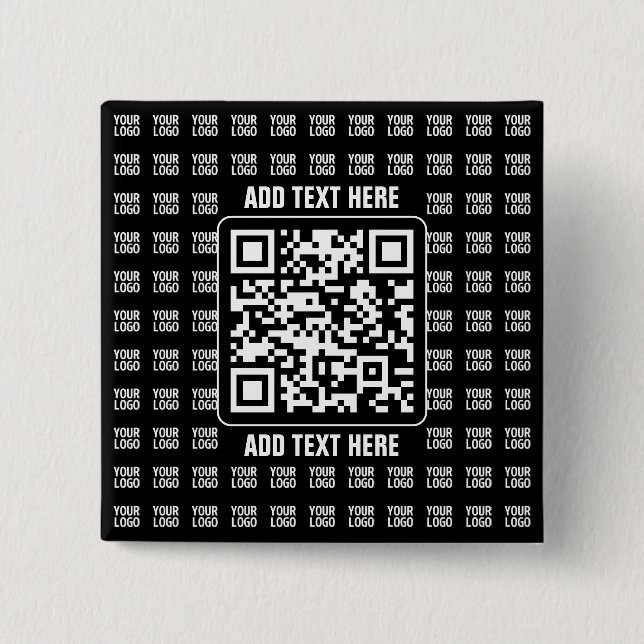 Promotional QR code (editable) plus Logo Pattern Button (Front)