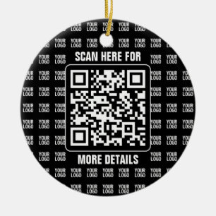 Promotional QR code (editable) plus Logo Pattern Ceramic Ornament