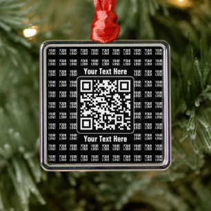 Promotional QR code (editable) plus Logo Pattern Metal Ornament