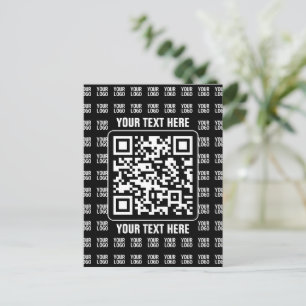 Promotional QR code (editable) plus Logo Pattern Postcard