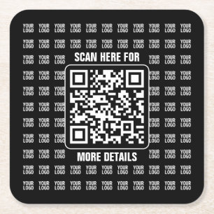 Promotional QR code (editable) plus Logo Pattern Square Paper Coaster