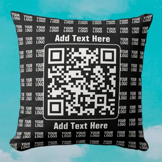 Promotional QR code (editable) plus Logo Pattern Throw Pillow (Creator Uploaded)