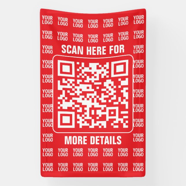 Promotional QR code (editable) with Logo Pattern Banner (Vertical)