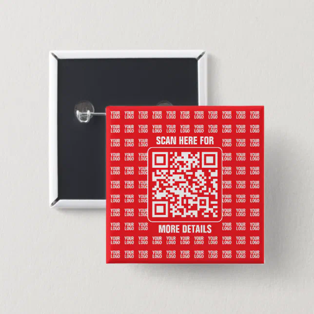 Promotional QR code (editable) with Logo Pattern Button | Zazzle