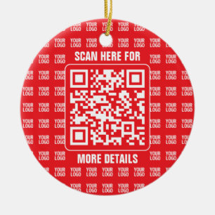 Promotional QR code (editable) with Logo Pattern Ceramic Ornament