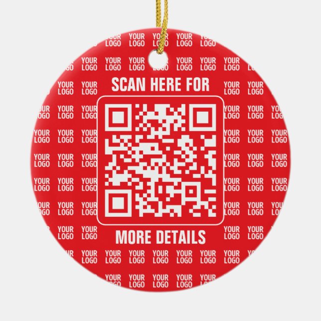 Promotional QR code (editable) with Logo Pattern Ceramic Ornament (Front)