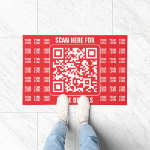 Promotional QR code (editable) with Logo Pattern Doormat