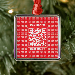 Promotional QR code (editable) with Logo Pattern Metal Ornament