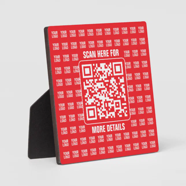 Code Save Plaque Promotional QR code (editable) with Logo Pattern Plaque | Zazzle