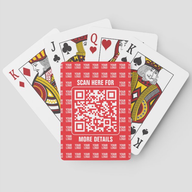 Promotional QR code (editable) with Logo Pattern Poker Cards (Back)